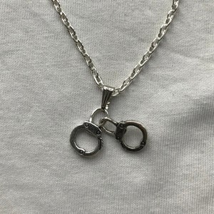 Handcuff silver necklace & pendent | emo goth cool fashion rock tattoo