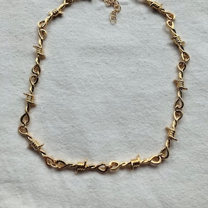 Rose Gold Barbed Wire Silver Necklace | emo goth cool fashion rock tattoo edgy