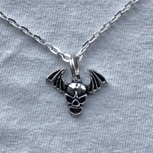 Winged Skull Silver Necklace & Pendent Emo Goth Cool Fashion - Etsy