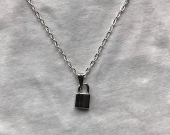 Padlock silver necklace & pendent | emo goth cool fashion rock tattoo