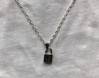 Vorhängeschloss Silberkette & Anhänger | emo goth cool fashion Rock Tattoo