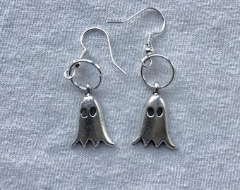 Ghost Silver earrings| emo goth cool fashion rock tattoo Halloween