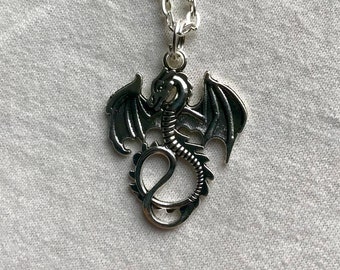 Dragon silver necklace & pendent | emo goth cool fashion rock tattoo