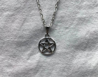 Collier en argent Pentagram et pendentif | Emo Goth cool Fashion Rock Tattoo