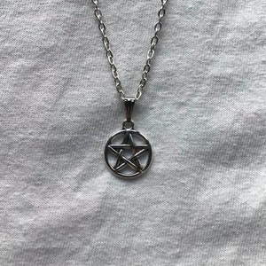 Pentagram silver necklace & pendent | emo goth cool fashion rock tattoo