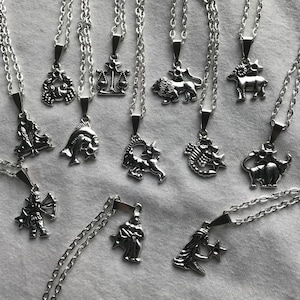 Star Sign Zodiac silver necklace & pendent | stars Zodiac nature emo goth cute