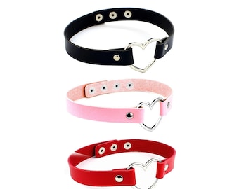 Heart Shaped Gothic Chokers with snap buttons | emo cute punk choker rocker
