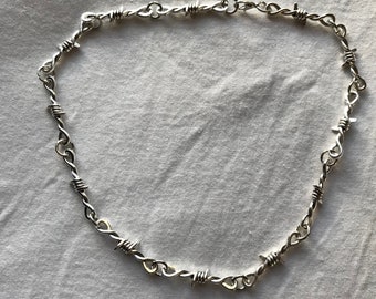Barbed Wire Silver Necklace | emo goth cool fashion rock tattoo edgy