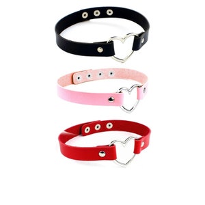 Herzförmige Gothic Chokers mit Druckknöpfen | Emo süßes Punk Halsband Rocker