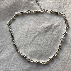 Barbed Wire Silver Necklace | emo goth cool fashion rock tattoo edgy