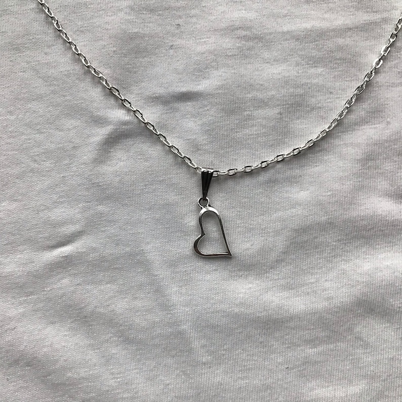 Heart silver necklace & pendent emo goth cool fashion rock Etsy
