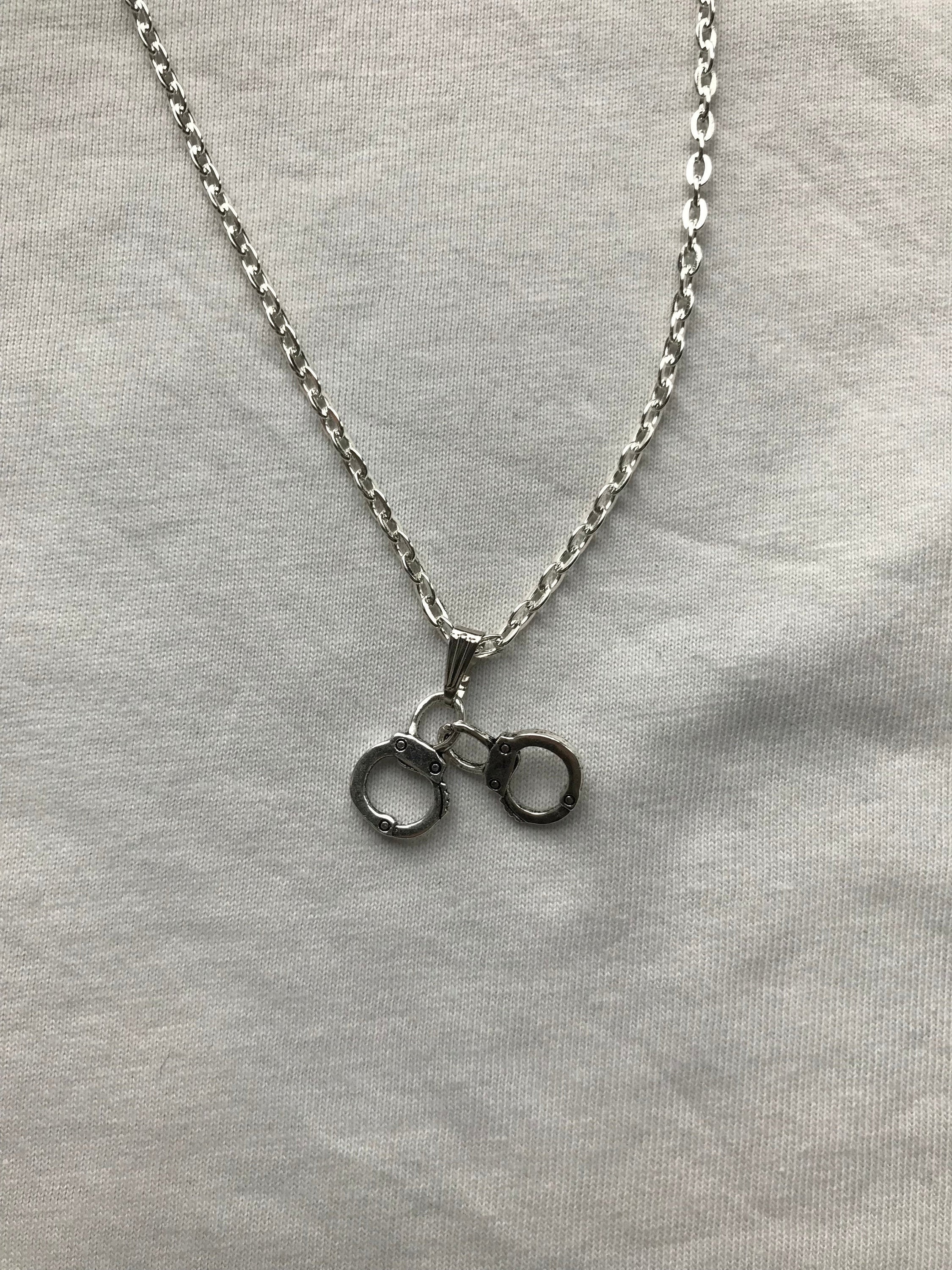 Handcuff Silver Necklace & Pendent Emo Goth Cool Fashion Etsy UK