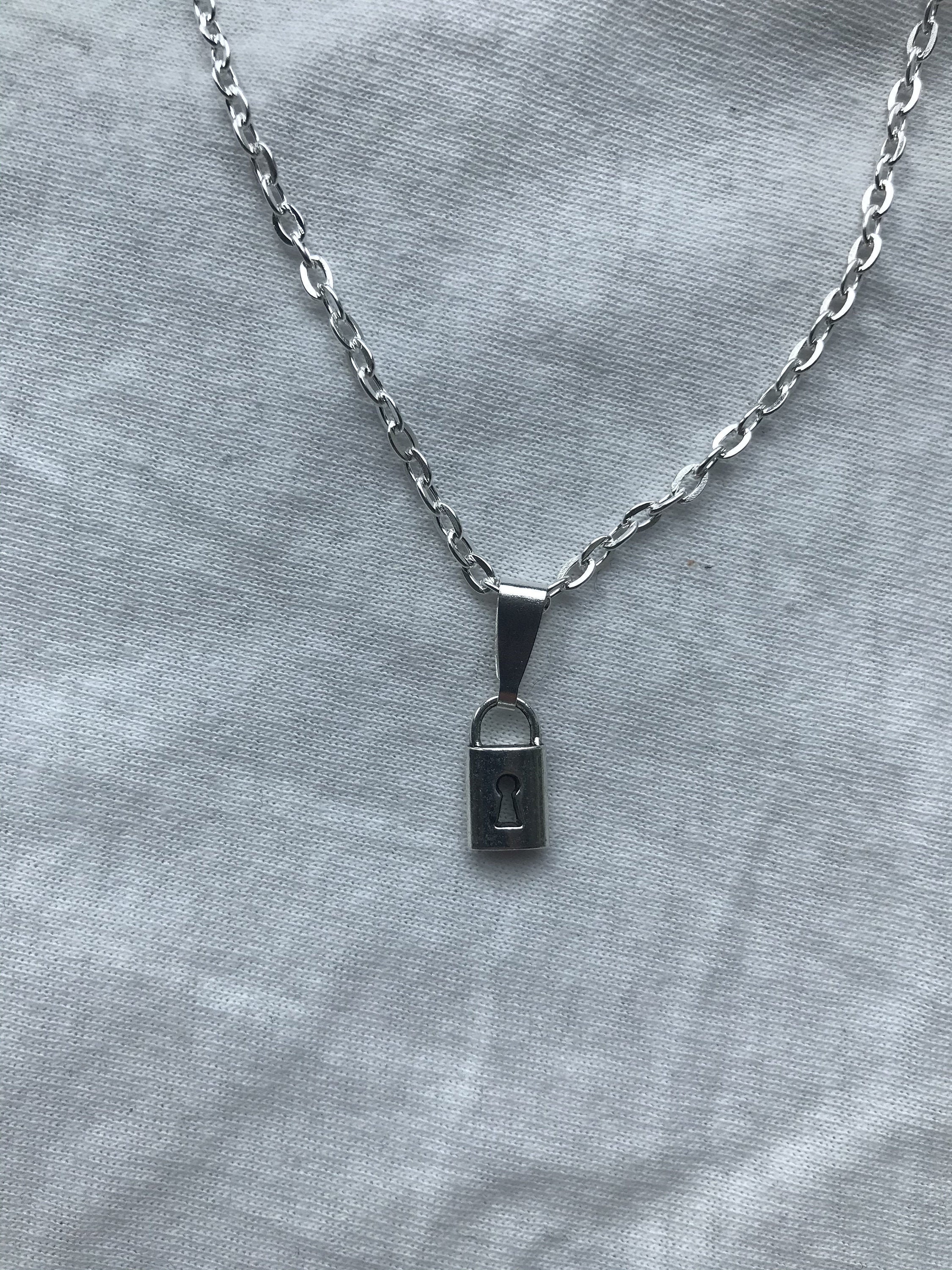 Padlock Silver Necklace & Pendent Emo Goth Cool Fashion Rock Etsy UK