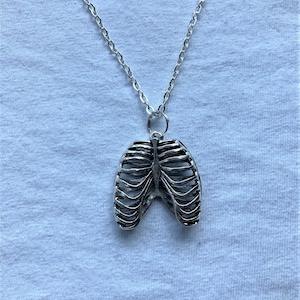 Anatomical Ribcage Silver Necklace | emo goth cool fashion rock tattoo edgy