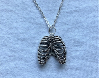 Anatomical Ribcage Silver Necklace | emo goth cool fashion rock tattoo edgy