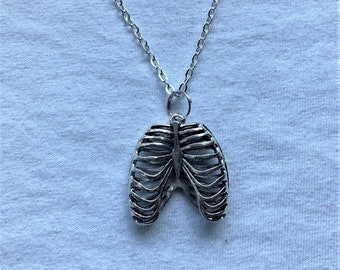 Anatomical Ribcage Silver Necklace | emo goth cool fashion rock tattoo edgy