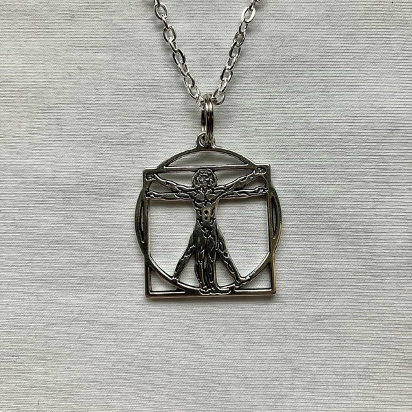 Da Vinci Vitruvian Man  silver necklace & pendent | Roman Architect History