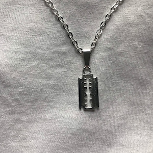 Razor Blade silver necklace & pendent | emo goth cool fashion rock tattoo