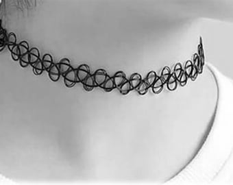 Fishnet Style Stretch Tattoo Choker | Emo Y2k Gothic