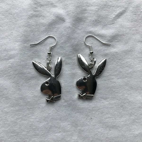 Boucles d’oreilles en argent Playboy | Emo Goth cool Fashion Rock Tattoo