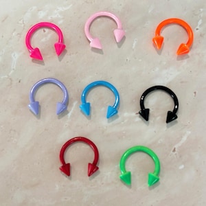 Colourful Spiked Septum Rings | Neon Gothic Nose Jewellery. Septum Rings Ball U-Bar