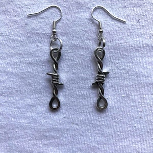 Barbed Wire Silver Earrings | emo goth cool fashion rock tattoo edgy
