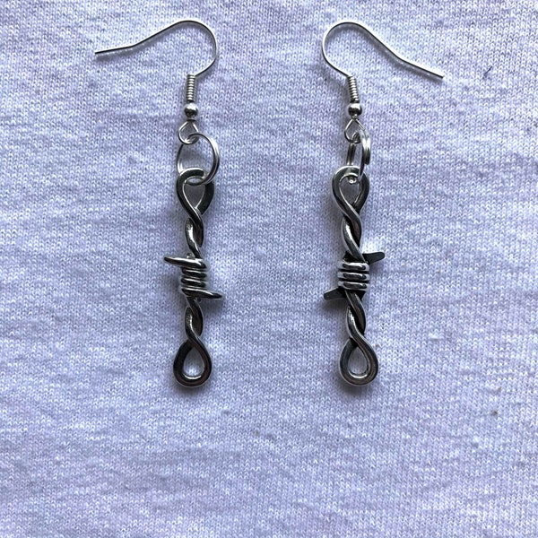 Barbed Wire Silver Earrings | emo goth cool fashion rock tattoo edgy
