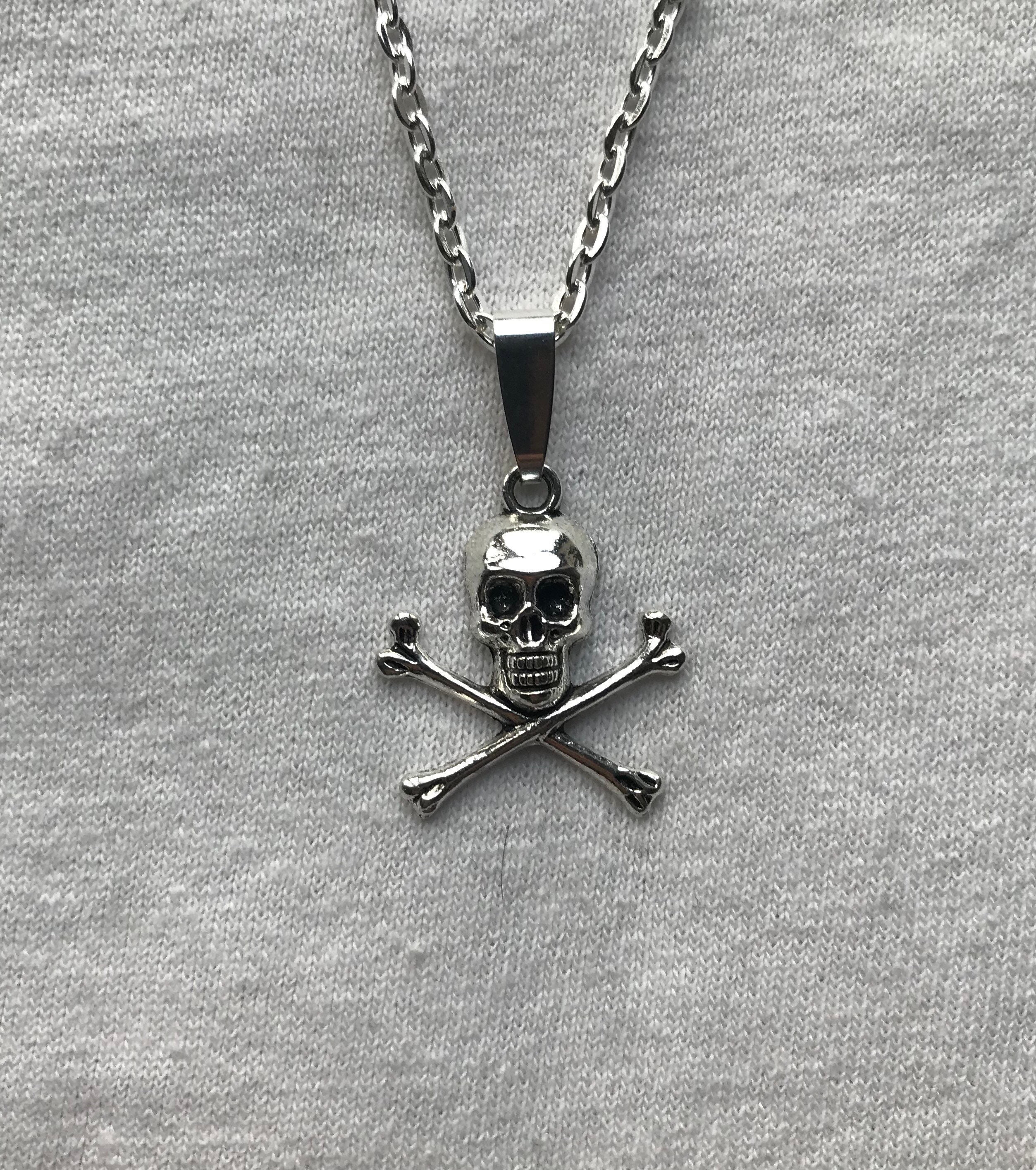 Skull and Crossbones Silver Necklace & Pendent Emo Goth Cool Etsy UK