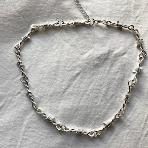 Barbed Wire Silver Necklace | emo goth cool fashion rock tattoo edgy