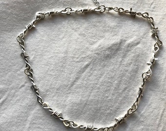 Barbed Wire Silver Necklace | emo goth cool fashion rock tattoo edgy