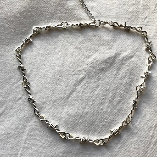 Barbed Wire Silver Necklace | emo goth cool fashion rock tattoo edgy