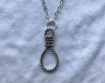 Hangmans Noose silver necklace & pendent | emo goth cool fashion rock tattoo
