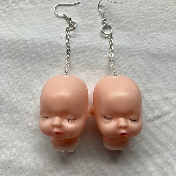 Dolls Head hanging earrings | emo goth col weird kooky