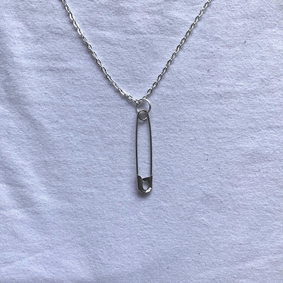 Safety Pin Silver Necklace and Pendent | Emo Goth Cool Fashion