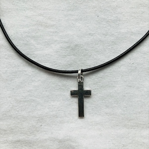 Crucifix Cross Cord Rope Choker Necklace & Pendent | emo goth cool fashion rock tattoo