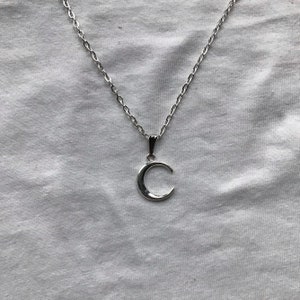 Half Crescent Moon silver necklace & pendent | emo goth cool fashion rock tattoo