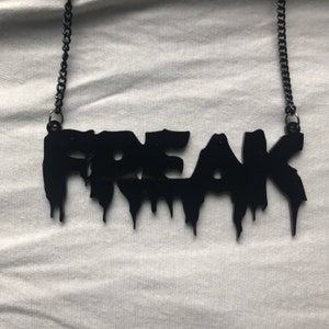 Freak Acrylic Pendent and chain| emo goth cool fashion rock tattoo