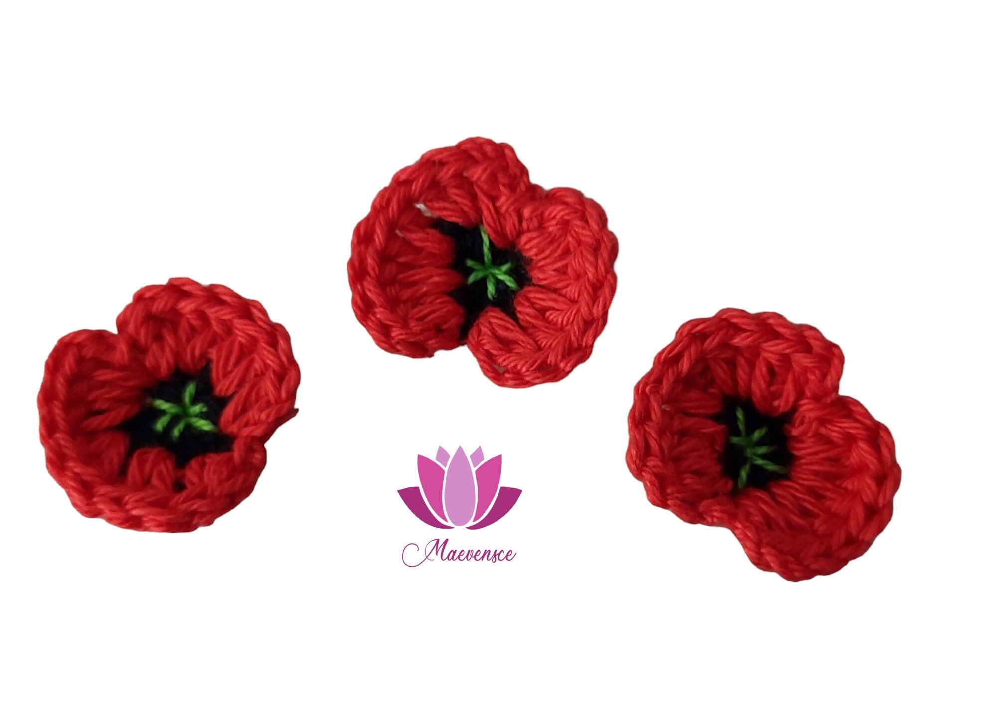 cotton crochet poppy flowers
