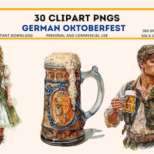 German Oktoberfest Clipart PNG | Beer Festival Digital Download for Crafts, Scrapbooking, & Party Decor | Bavarian Graphics