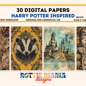 HP Wizard Inspired Digital Paper, Digital Scrapbook, Wizarding World Digital Paper, Scrapbook Paper PNG, Wizard Inspired Digital Paper