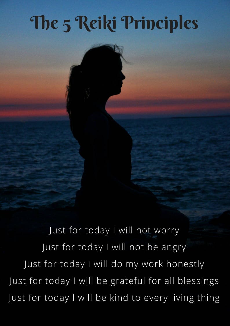 Printable Reiki Art/the 5 Reiki Principles/home Decor Wall | Etsy