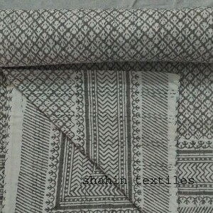 Cotton Kantha Throw, Kantha Bedding, Hand Block print Kantha Quilt Booti Print, Handmade Bedspread, Indian Kantha Quilt, Cotton Blanket