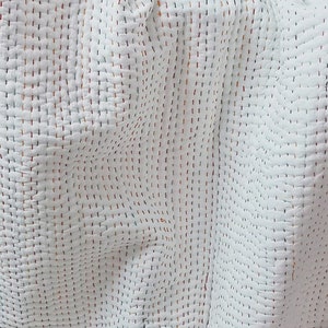 Solid White Multi Thread Kantha Quilt,Most Beautiful Artisan Craftmanship, Hand Stitched Kantha Quilt Solid White, Kantha Quilt Full Size