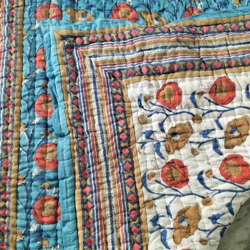 Jaipur Famous Quilt Razai Indian Hand Block Print Quilt Etsy