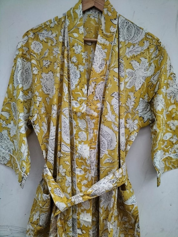 Stunning Quality Jaipur Famous Kimono Robes Full Cotton Kimono Robes Dress Gown Robes Cotton Clothing Bath Hand made Kimono Robes