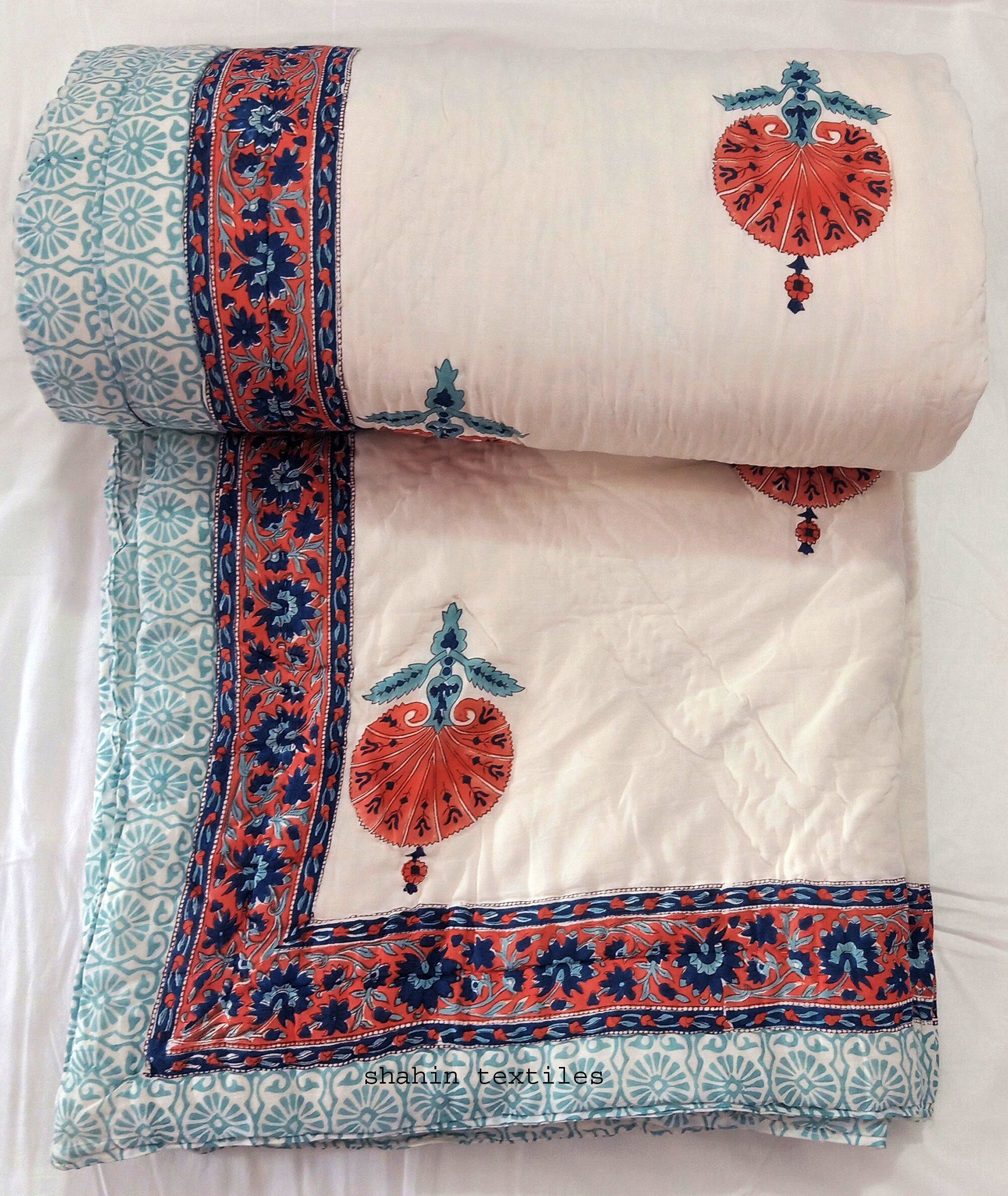 Multicoloured Hand Block Printed Reversible Smooth Ultra Warm - Etsy