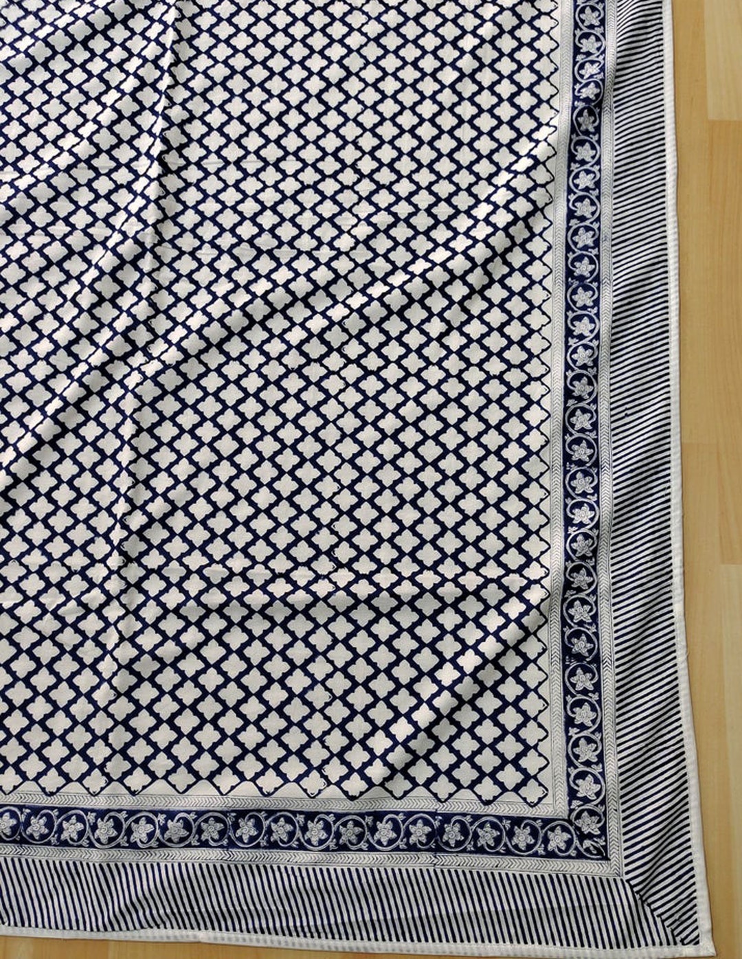Hand Block Print Cotton Dohar Blanket King Blue Abstarct - Etsy