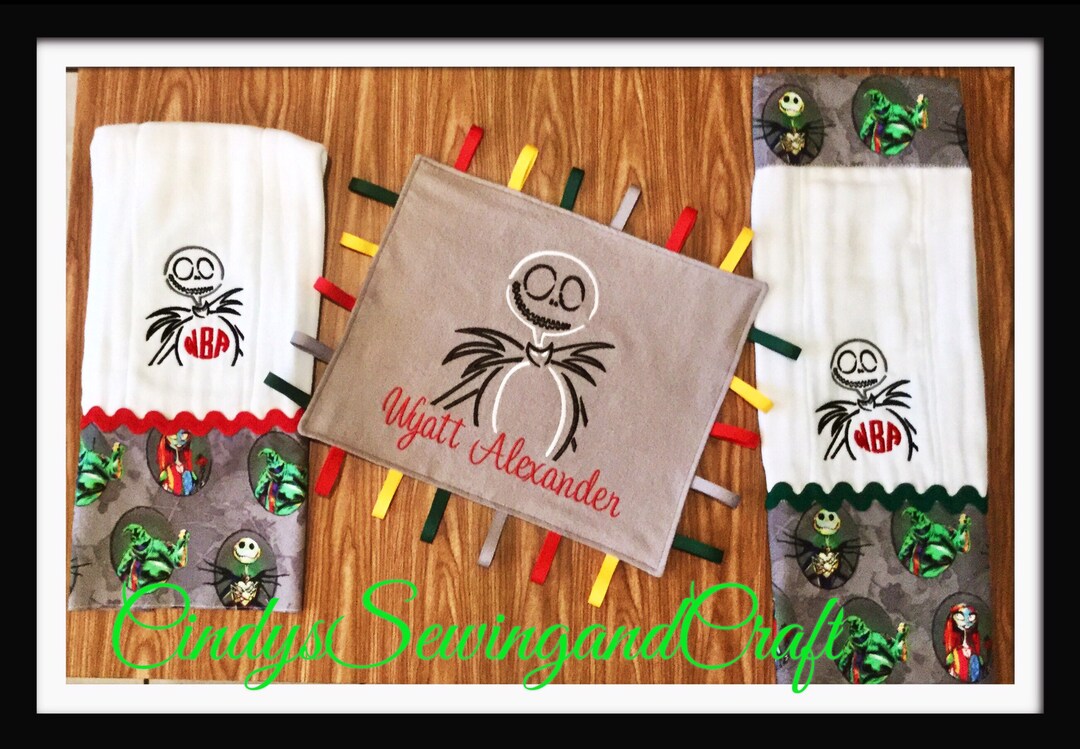 Nightmare Before Christmas Baby Burp Cloths and Crinkle Ribbon Etsy