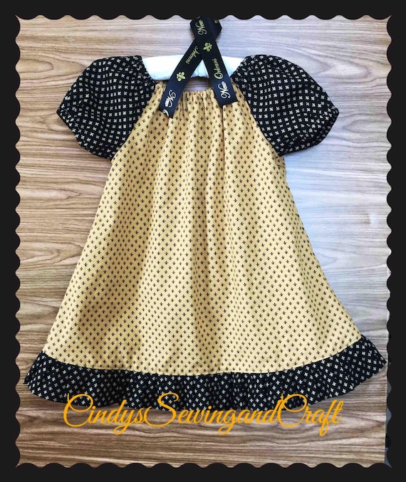 black and gold saints dress New Orleans Saints Black & Gold Glitter Script Tinsel Dress S