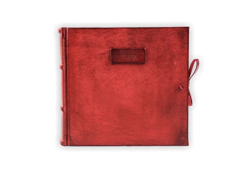 Hand Made in Italy by Legatoria Toscana H20xL20 Tuscan Handcrafted Photo Album Bound in Leather Red Leather Collection